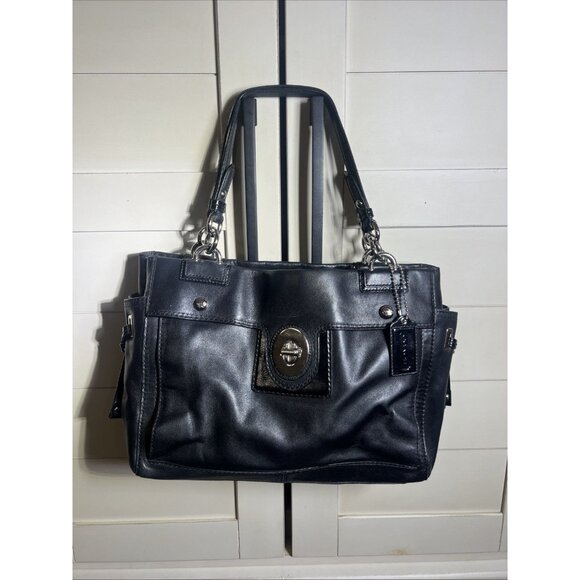 Coach Peyton Black Leather Large Carryall, Style 14510 Shoulder Handbag Purse - Picture 1 of 16